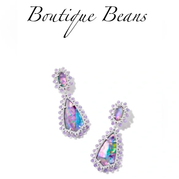 Kendra Scott Beaded Camry Silver Statement Earrings in Pastel Mix; NWT - Picture 1 of 1